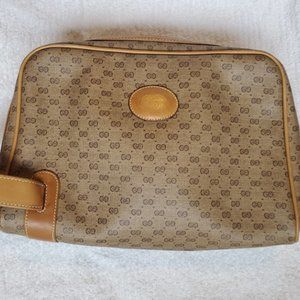 Gucci GG Monogram Toiletry Makeup Bag Cosmetic Bag With Handle Vintage